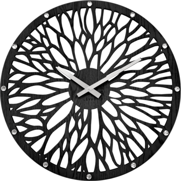 LAVVU Impozantní černé dřevěné hodiny WOOD ⌀49cm