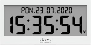 LAVVU Bílé digitální hodiny s češtinou MODIG řízené rádiovým signálem
