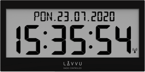 LAVVU Černé digitální hodiny s češtinou MODIG řízené rádiovým signálem