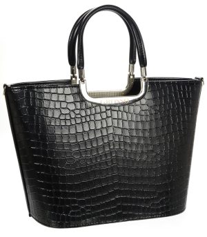 Luxusná kabelka čierna matná S7 krokodíl GROSSO