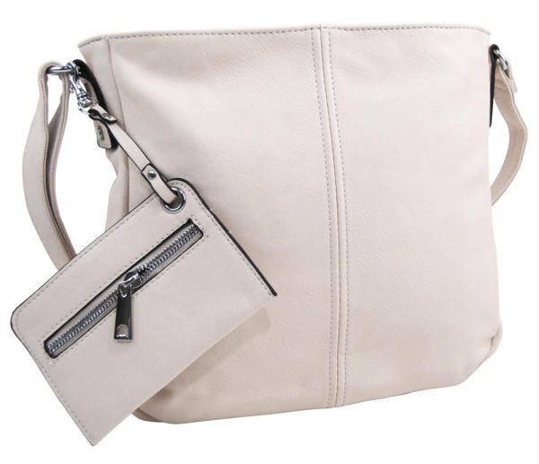 Svetlá krémová dámska stredne veľká crossbody kabelka 1911-BB