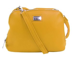 Žltá mäkká crossbody dámska kabelka s dvoma oddielmi 5623-TS