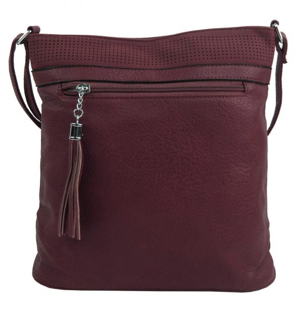 Stredne veľká tmavo červená crossbody dámska kabelka NH8147