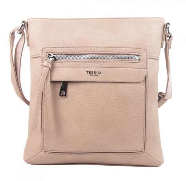 Crossbody dámska kabelka pastelovo ružová 5569-TS
