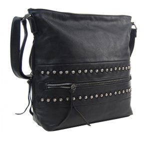 Čierna stredne veľká crossbody dámska kabelka XH5046