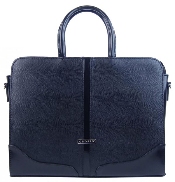 Elegantná dámska aktovka / taška na notebook 15.6" modrá hadia koža ST03 GROSSO