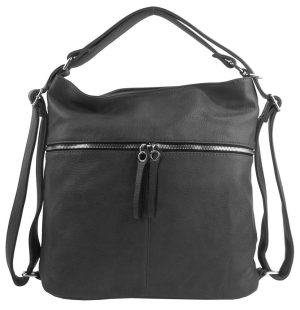 Veľká dámska kabelka cez rameno / ruksak tmavo sivá