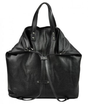 Pierre Cardin Kožená veľká dámska kabelka do ruky / ruksak čierna
