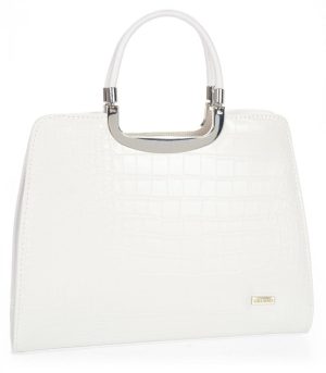 Elegantná biela matná kabelka v kroko dizajne S8 GROSSO