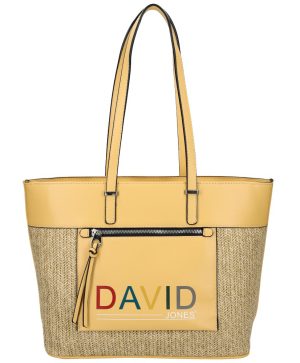 DAVID JONES Žltá veľká dámska kabelka cez rameno CM5741