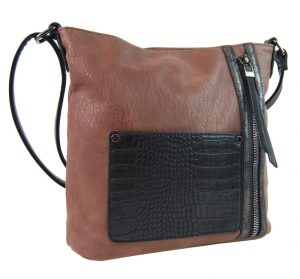 Dámska crossbody kabelka s čelnou kroko kapsičkou F-014 starorůžová