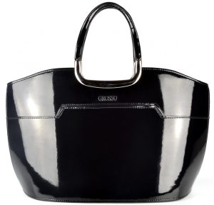 Elegantná čierna lakovaná kabelka do ruky S5 GROSSO