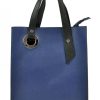 Kožená modrá obdĺžniková dámska kabelka do ruky