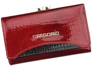 Gregorio červená stredná dámska kožená peňaženka RFID v darčekovej krabičke
