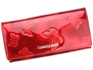 Gregorio Kožená červená dámska peňaženka s motýľmi v darčekovej krabičke