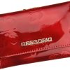 Gregorio červená menšia dámska kožená peňaženka s motýľmi RFID v darčekovej krabičke
