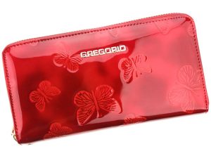 Gregorio luxusná červená dámska kožená peňaženka v darčekovej krabičke