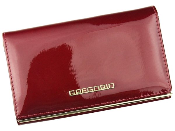 Gregorio červená lakovaná dámska kožená peňaženka v darčekovej krabičke