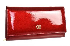 GROSSO Kožená dámska lakovaná peňaženka RFID červená v darčekovej krabičke