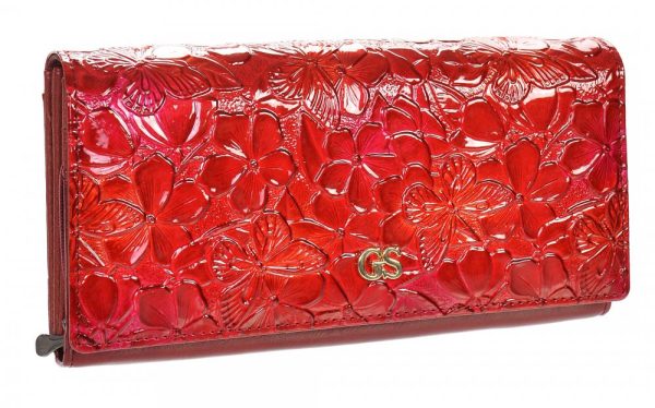 GROSSO Kožená dámska peňaženka v kvetovanom motívu RFID červená v darčekovej krabičke