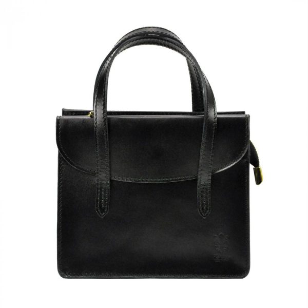 Kožená čierna crossbody kabelka do ruky v minimalistickom dizajne Gregorio