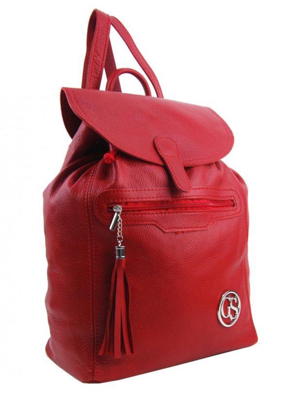 Veľký červený kožený dámsky ruksak GROSSO