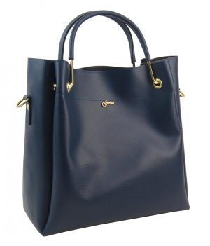 Modrá elegantná dámska kabelka S728 so zlatými doplnkami GROSSO