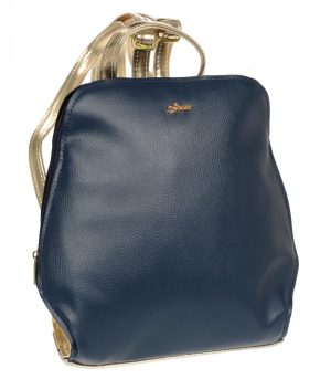 Elegantný dámsky módny batôžtek modro-zlatý B04 GROSSO