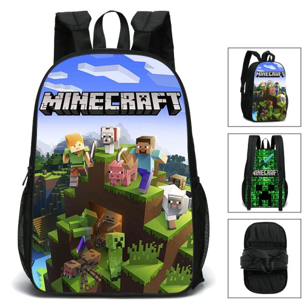 Obojstranný študentský ruksak s potlačami Minecraft vzor 1
