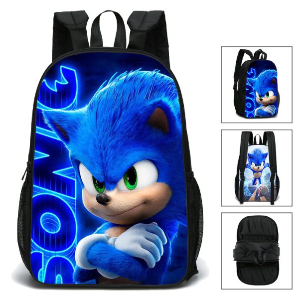 Obojstranný študentský ruksak s potlačami Sonic vzor 1