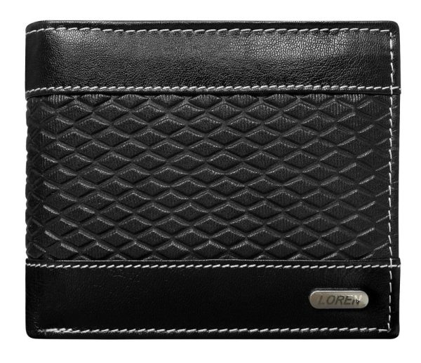 Čierna pánska kožená peňaženka RFID v krabičke LOREN
