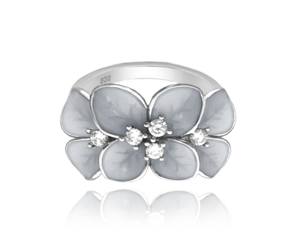 MINET Kvetinový strieborný prsteň FLOWERS s bielymi zirkónmi veľkosť 49