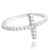 MINET Strieborný prsteň s bielymi zirkónmi veľkosť 56