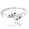 MINET Elegantný strieborný prsteň s bielymi zirkónmi veľkosť 47