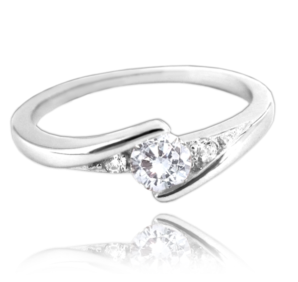 MINET Elegantný strieborný prsteň s bielymi zirkónmi veľkosť 47