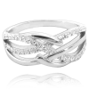 MINET Luxusný strieborný prsteň s bielymi zirkónmi veľkosť 61