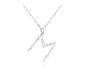 MINET Stříbrný náhrdelník písmeno "M" s perličkami