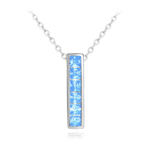 MINET Lesklý strieborný náhrdelník s modrými zirkónmi