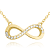 MINET Pozlátený strieborný náhrdelník INFINITY s bielymi zirkónmi