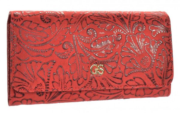 GROSSO Kožená dámska matná peňaženka RFID červená v darčekovej krabičke