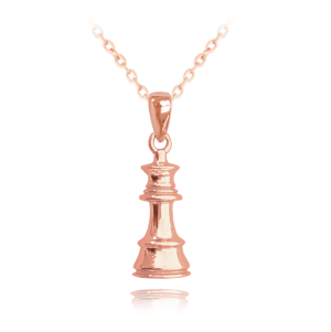 MINET Ružovo-zlatý strieborný náhrdelník CHESS - QUEEN