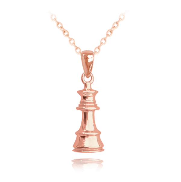 MINET Ružovo-zlatý strieborný náhrdelník CHESS - QUEEN