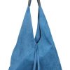 Kožená veľká dámska kabelka Alma džínsová modrá