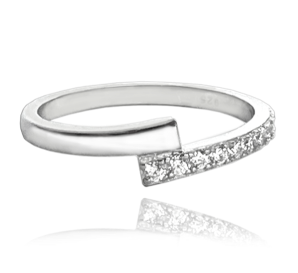 MINET Luxusní stříbrný prsten s bílými zirkony vel. 57