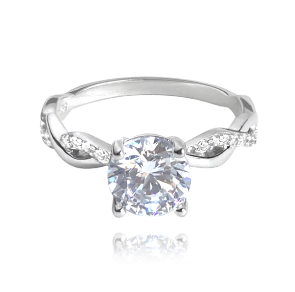 MINET Romantický stříbrný prsten s bílými zirkony vel. 58