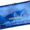 Gregorio modrá menšia dámska kožená peňaženka s motýľmi RFID v darčekovej krabičke