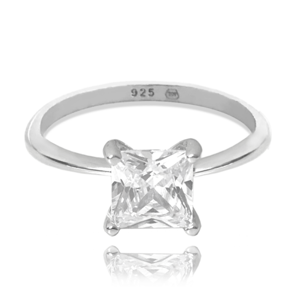 MINET Strieborný prsteň s veľkým bielym zirkónom veľkosť 51
