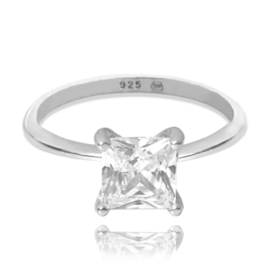 MINET Strieborný prsteň s veľkým bielym zirkónom veľkosť 53