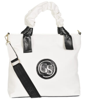 Väčšia moderná biela dámska kabelka s ozdobnými rúčkami S681 GROSSO