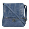Kožená dámska crossbody kabelka v kroko dizajne džínsová modrá